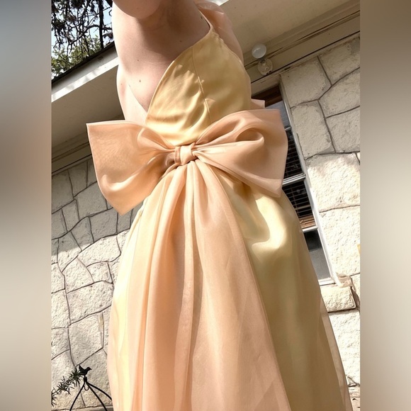 Vintage Ruffle Halter Dress Orange and Yellow Size Small - Picture 4 of 12